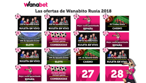 Calendario de Bonos del Mundial de Wanabet